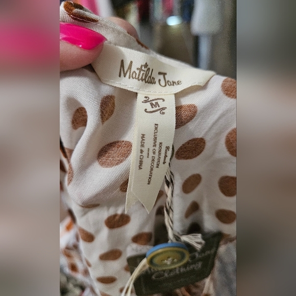 MATILDA JANE Feeling Collegiate Polka Dot and Checkered Babydoll Blouse.M NWT - Picture 4 of 13